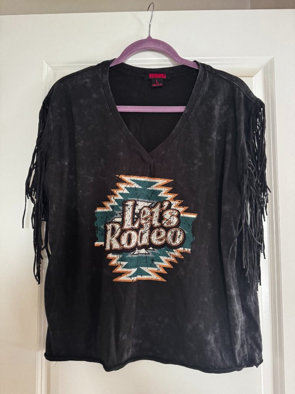 Brand New w/o tags - Women's Rock Roll Denim shirt w/ fringe - size Large